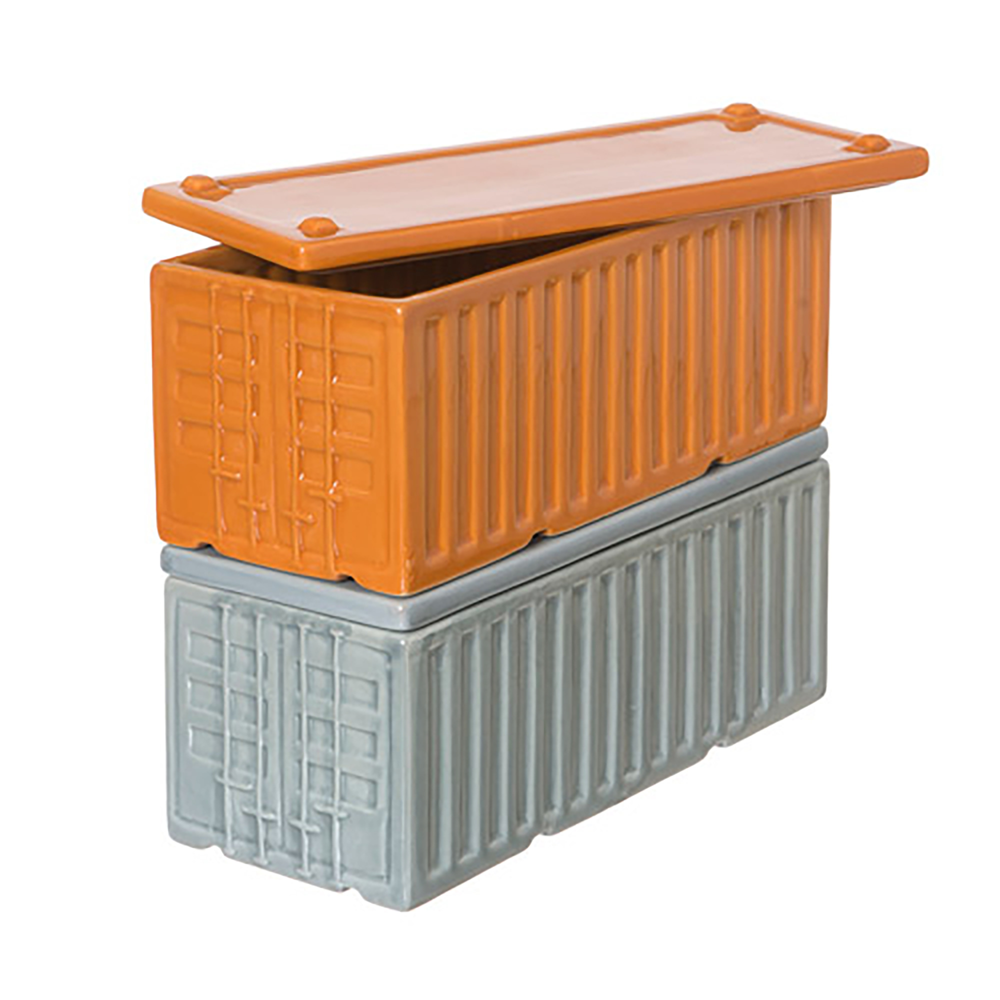 Cargo Containers Gray Orange Set of 2