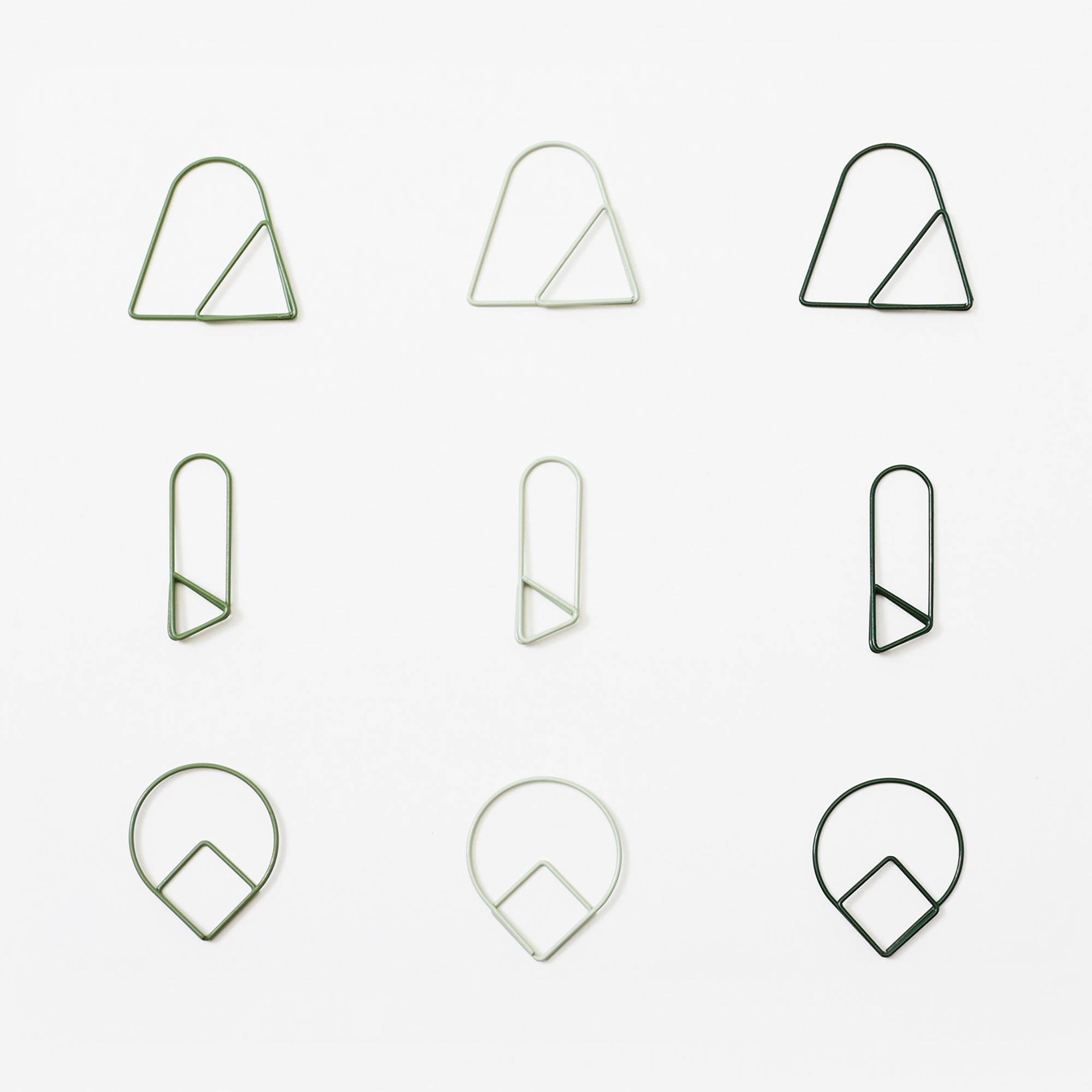 Paper Clips Green Set of 9