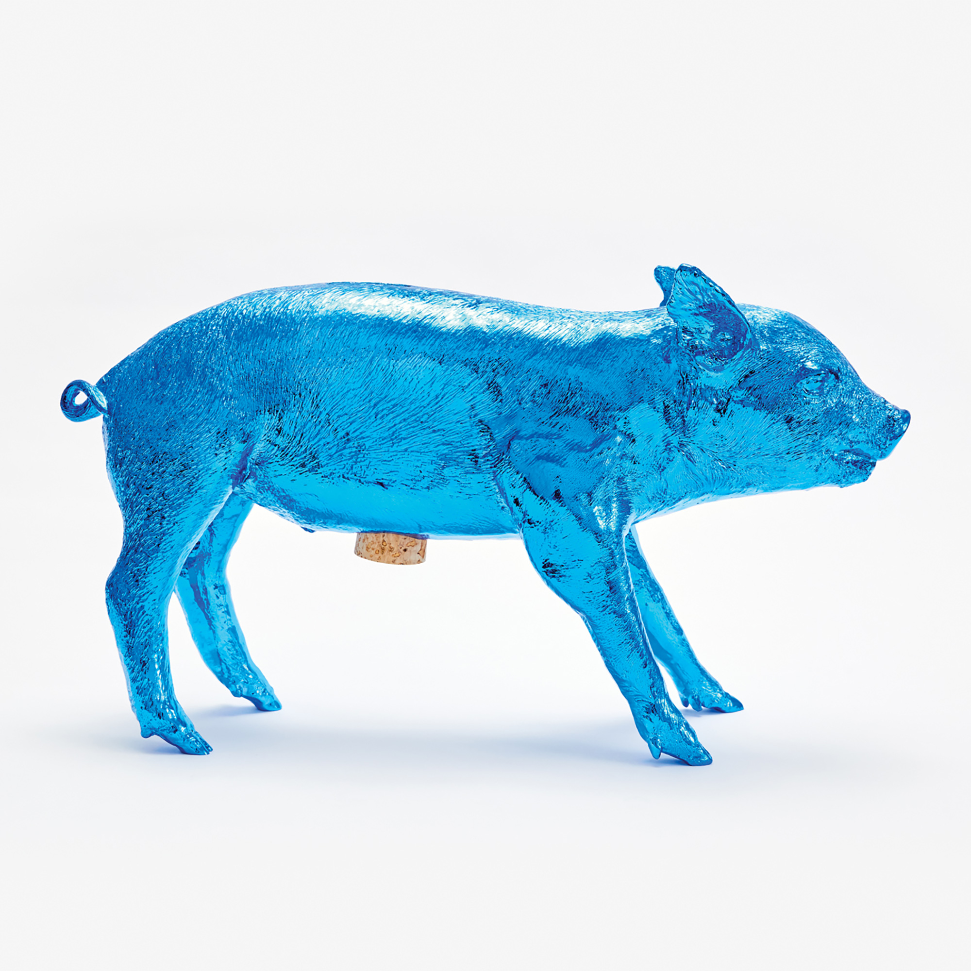 Bank in Form of a Pig Electric Blue Chrome