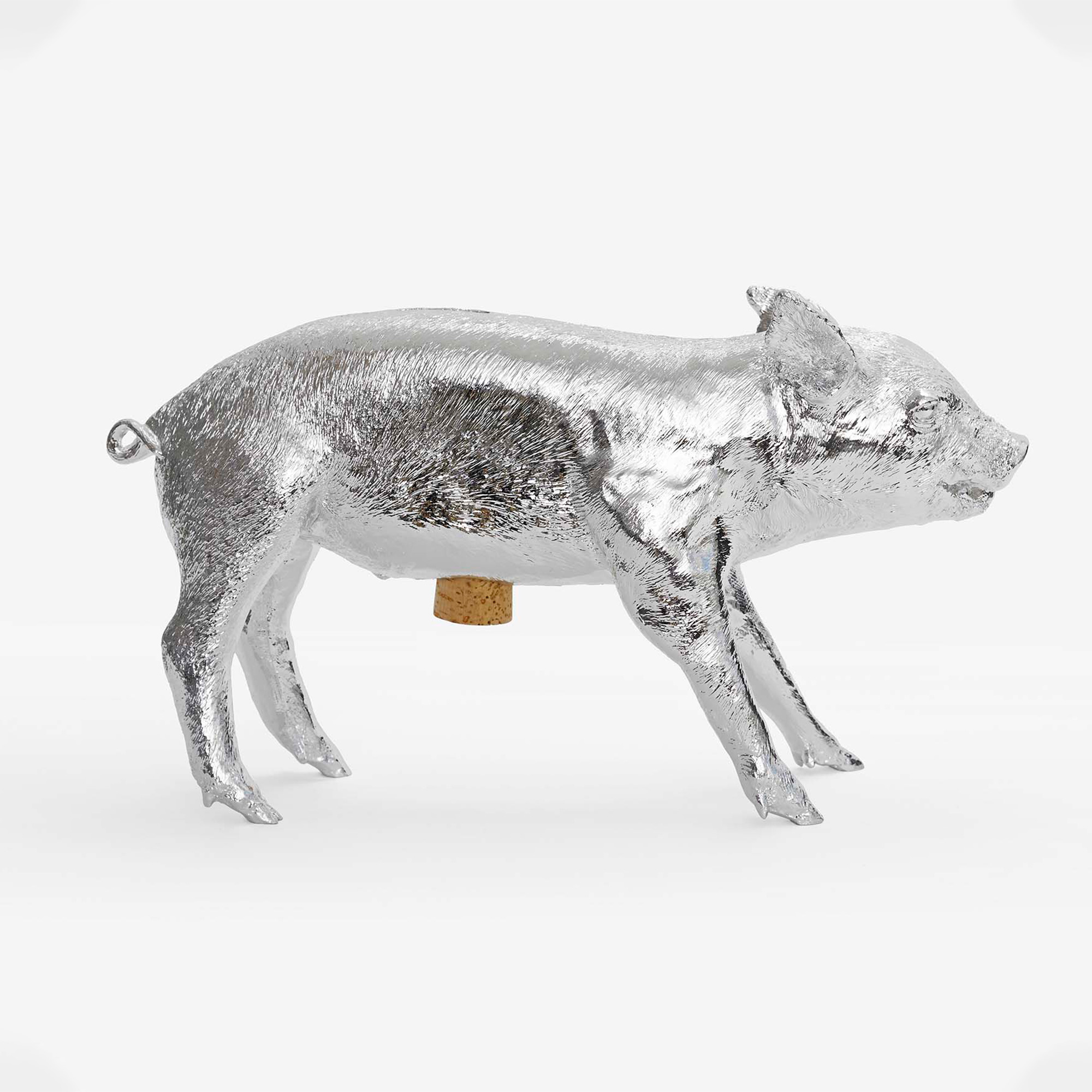 Bank in Form of Pig Silver Chrome
