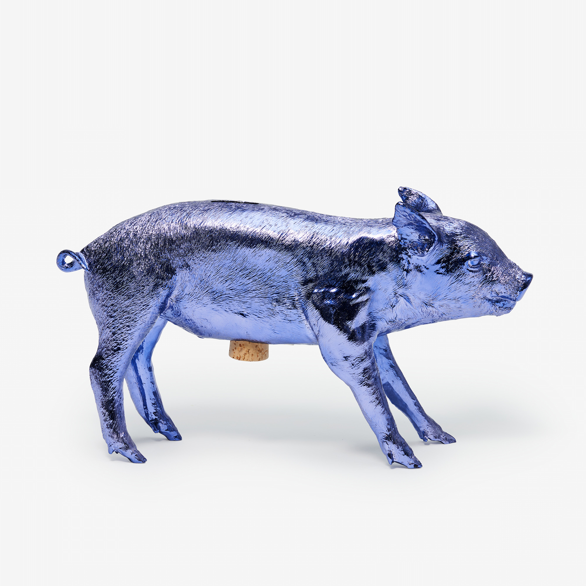 Bank in Form of a Pig Periwinkle Chrome