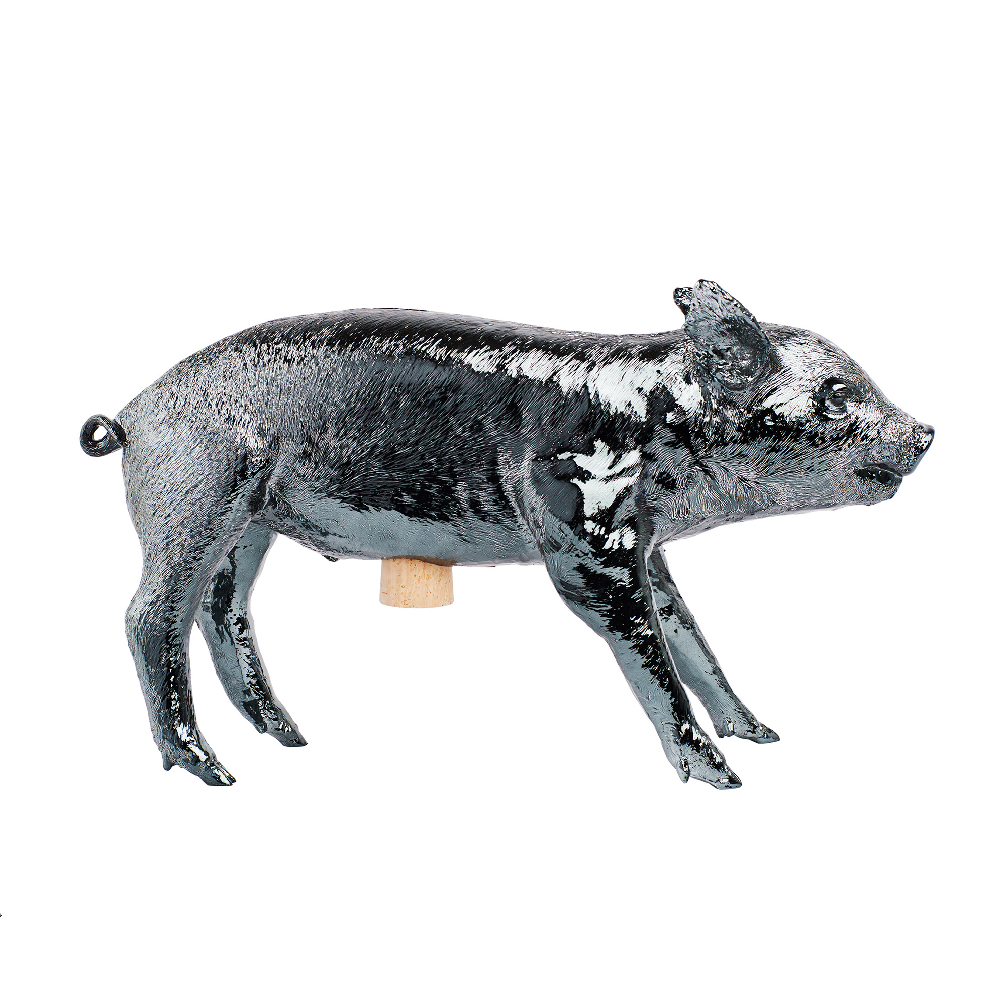 Bank in Form of Pig Gun Metal Chrome