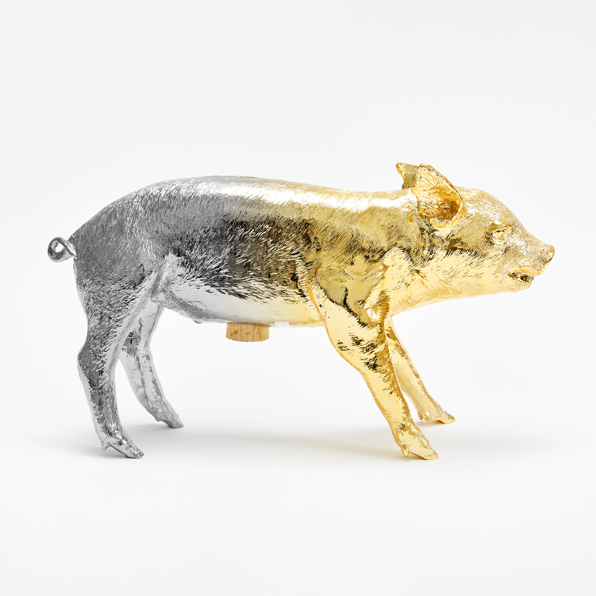 Bank in Form of Pig Gold Silver Chrome