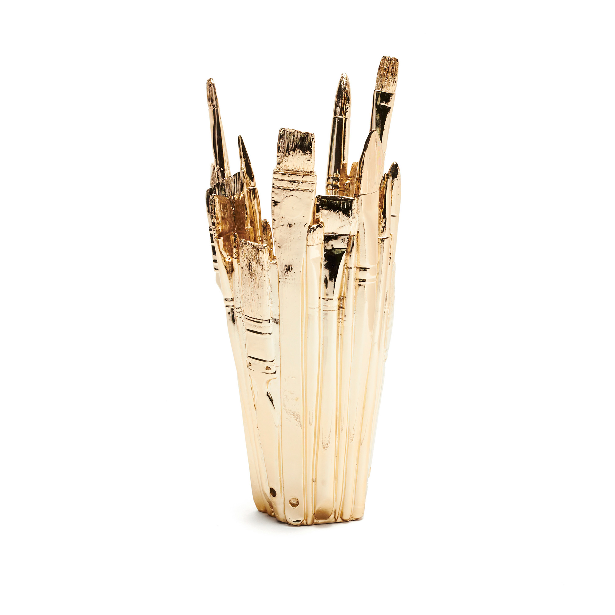 Brush Vase Gold Chrome