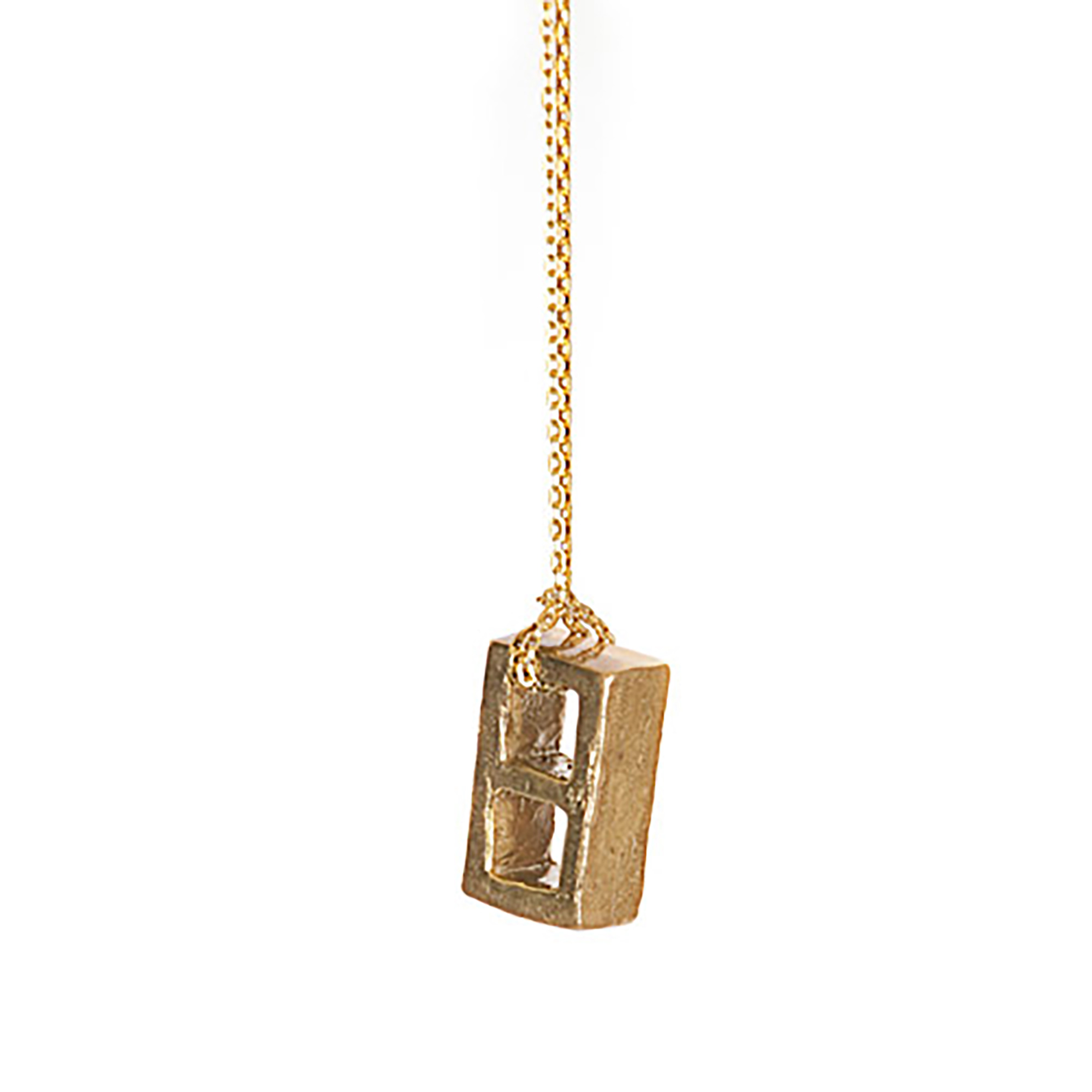 Cinder Block Necklace Gold