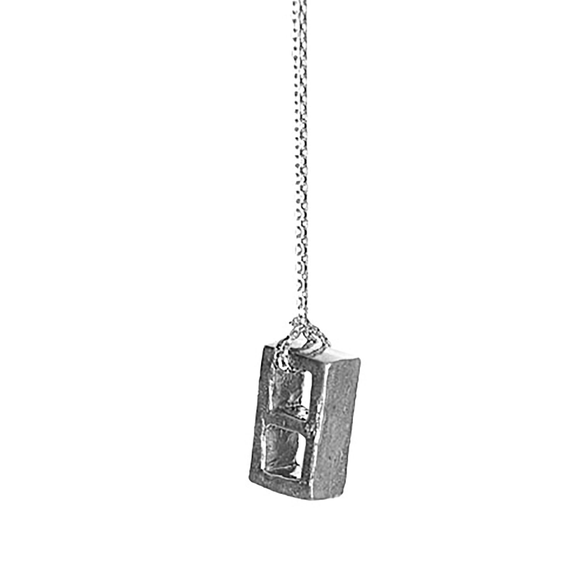 Cinder Block Necklace Silver