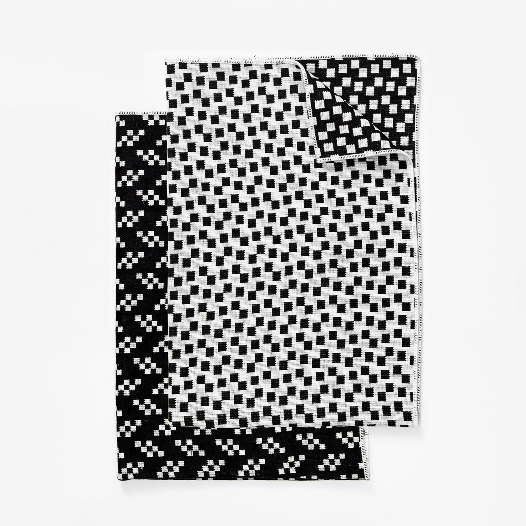 Bitmap Tea Towels Set of 2 Static Black White