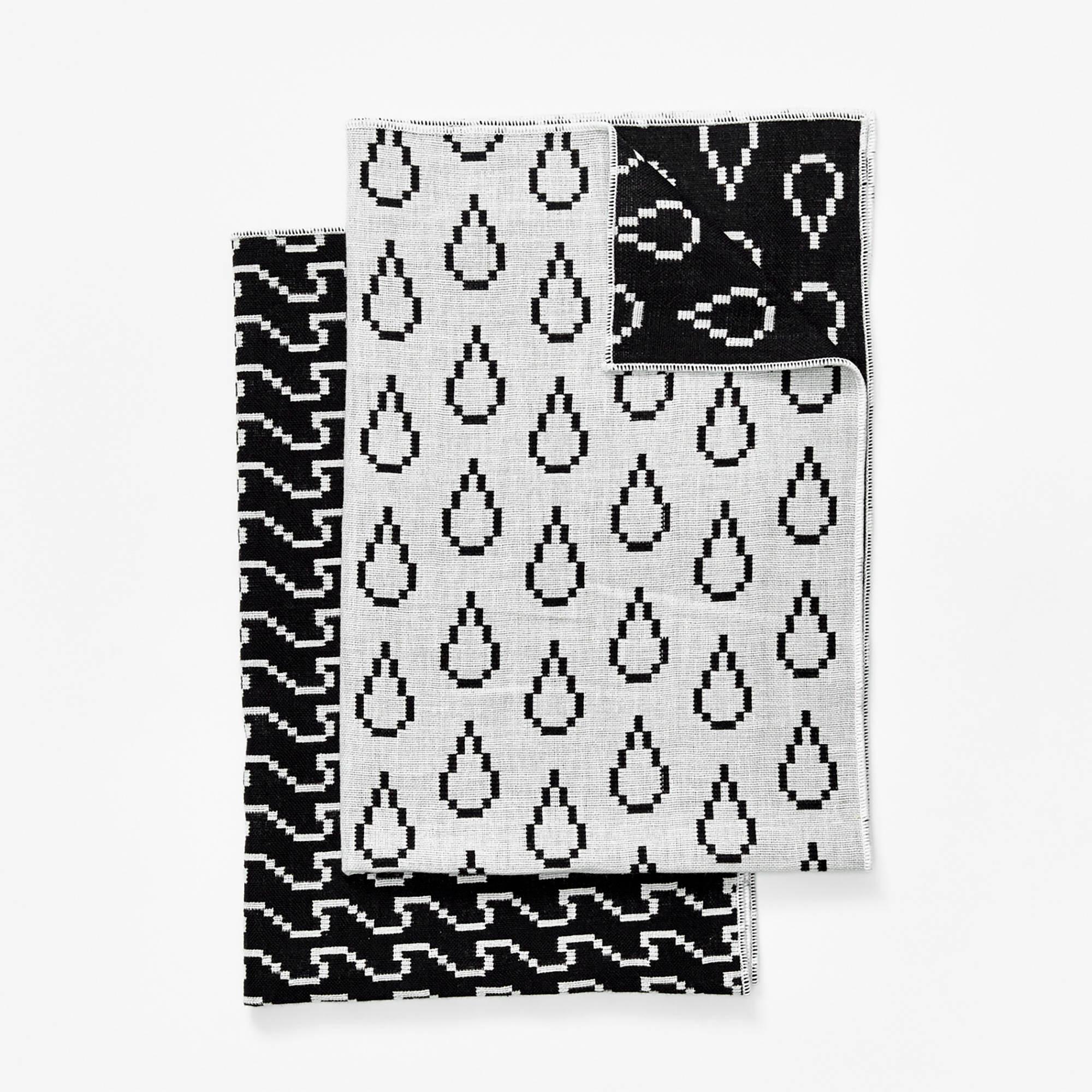 Bitmap Tea Towels Set of 2 Wave Black White